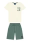 Ddk - Conjunto Menino Camiseta e Bermuda Vermelha - variação: Bege