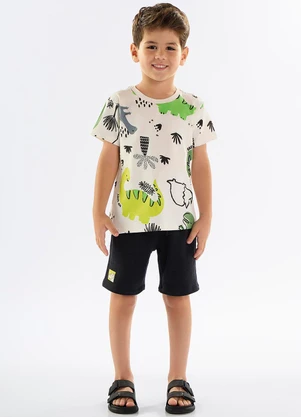 Up Baby - Conjunto Menino Camiseta e Bermuda Branco - UP BABY