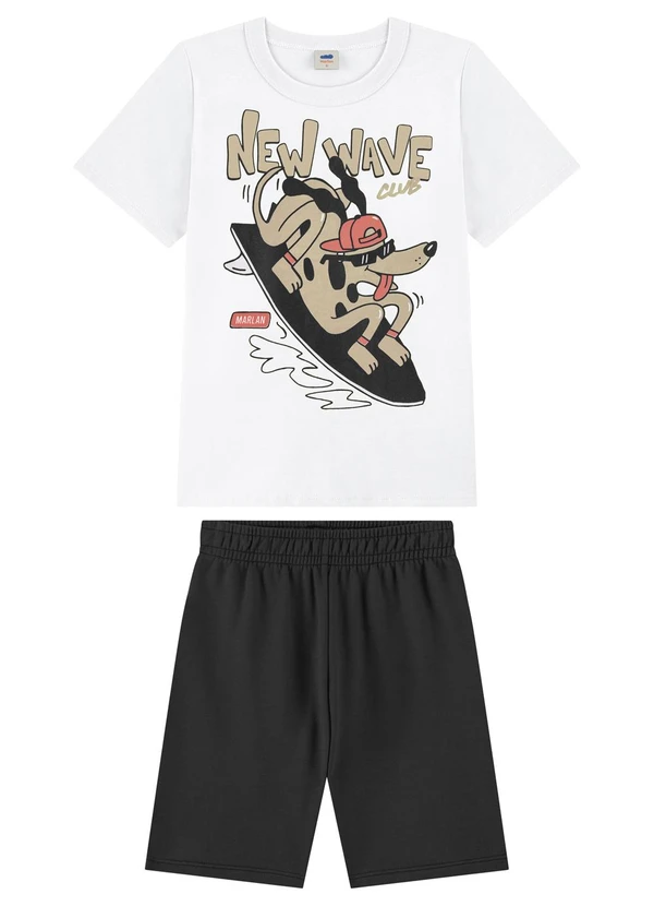 Marlan - Conjunto Menino Camiseta e Bermuda Branco