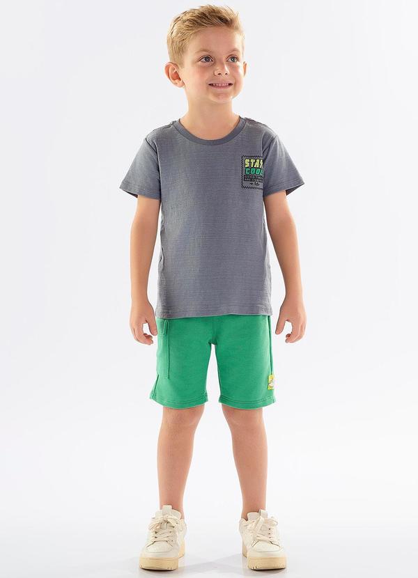 Up Baby - Conjunto Menino Camiseta e Bermuda Cinza
