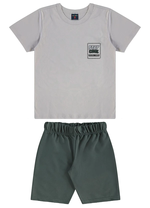 Guloseima - Conjunto Menino Camiseta e Bermuda Cinza