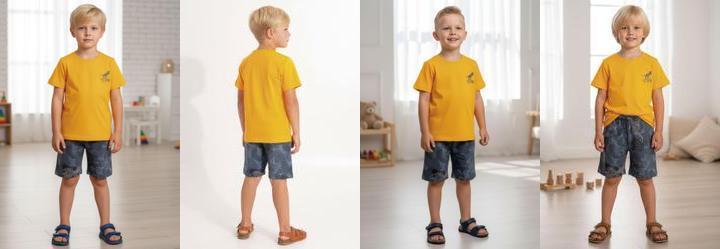 Conjunto Menino Camiseta e Bermuda Laranja