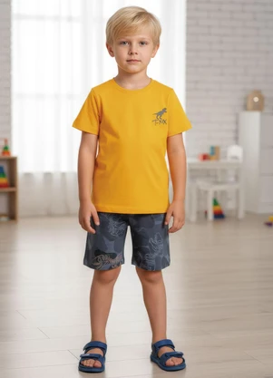 Multimarcas - Conjunto Menino Camiseta e Bermuda Laranja - MULTIMARCAS
