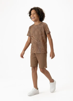 Fakini - Conjunto Menino Camiseta e Bermuda Marrom - FAKINI
