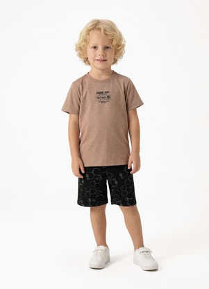 Fakini - Conjunto Menino Camiseta e Bermuda Marrom - FAKINI
