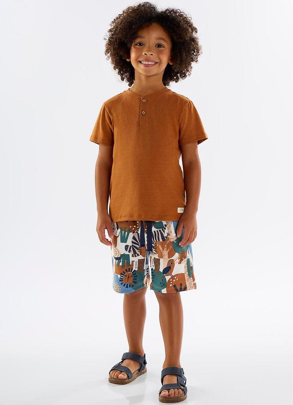 Up Baby - Conjunto Menino Camiseta e Bermuda Marrom