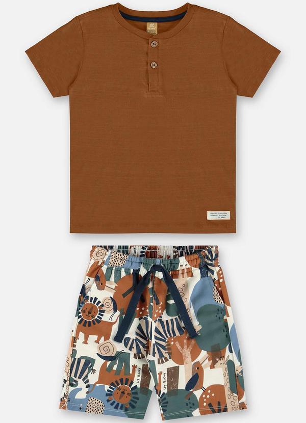 Up Baby - Conjunto Menino Camiseta e Bermuda Marrom 2