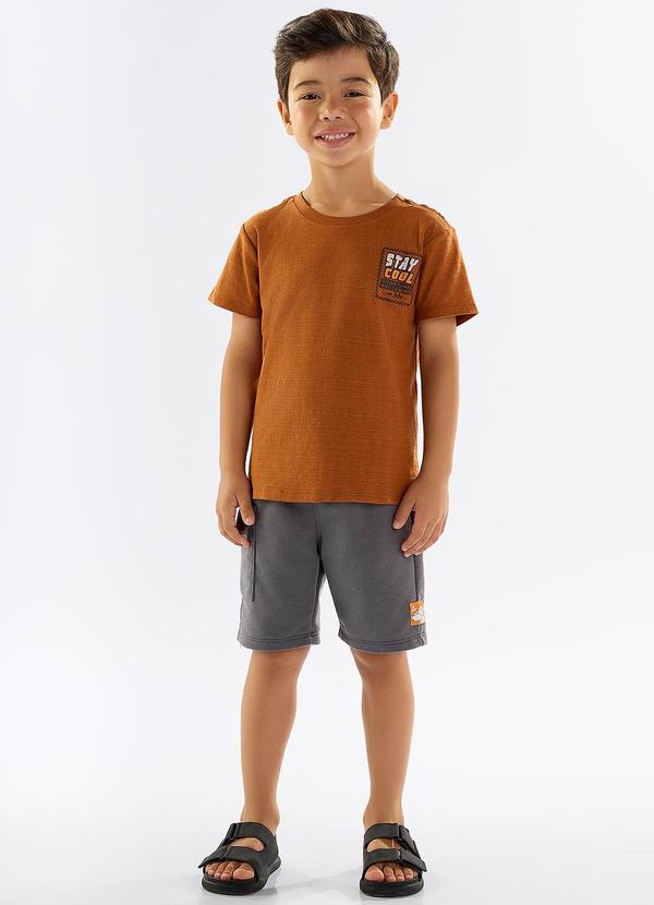 Up Baby - Conjunto Menino Camiseta e Bermuda Marrom