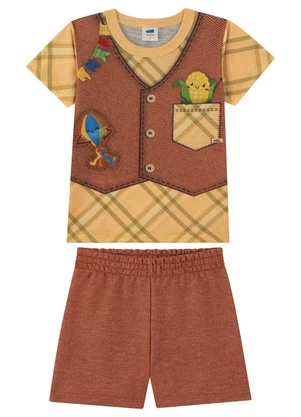 Marlan - Conjunto Menino Camiseta e Bermuda Marrom - MARLAN
