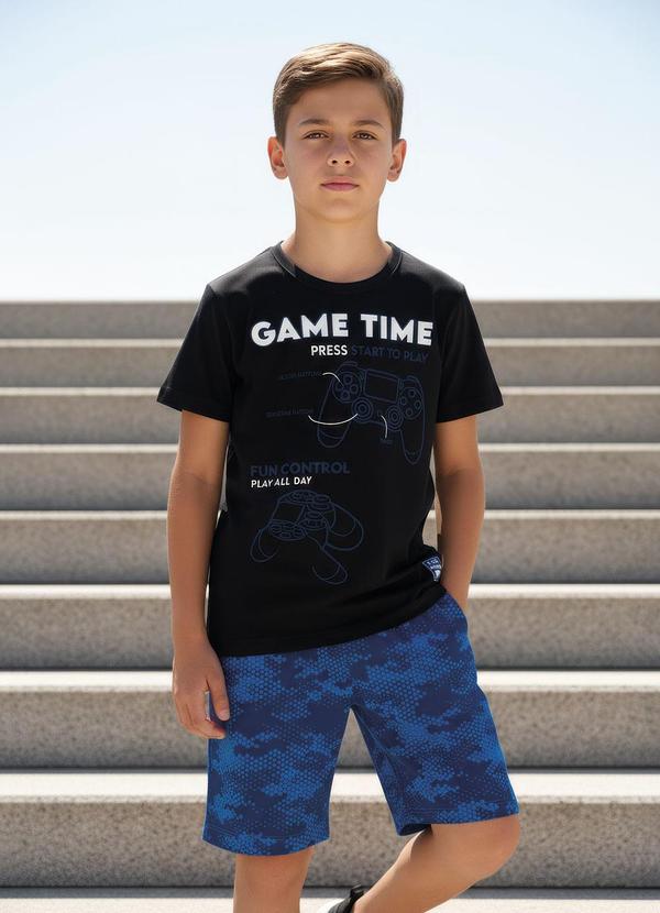 Conjunto Menino Camiseta e Bermuda (Preto)