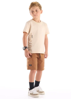 Quimby - Conjunto Menino Camiseta e Bermuda Bege - QUIMBY