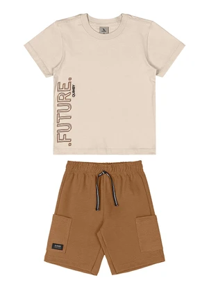 Quimby - Conjunto Menino Camiseta e Bermuda Bege - QUIMBY
