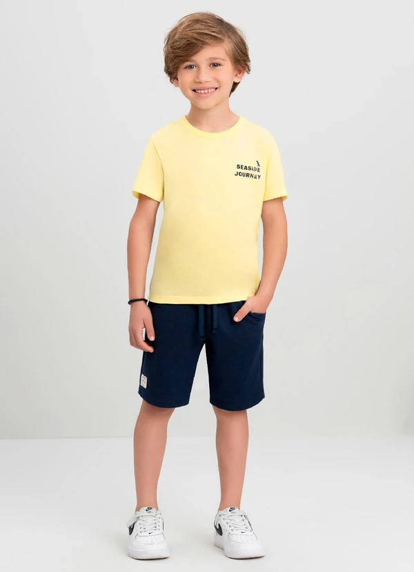 Quimby - Conjunto Menino Camiseta e Bermuda Quimby Branco