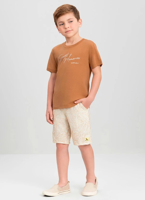Quimby - Conjunto Menino Camiseta e Bermuda Quimby Marrom