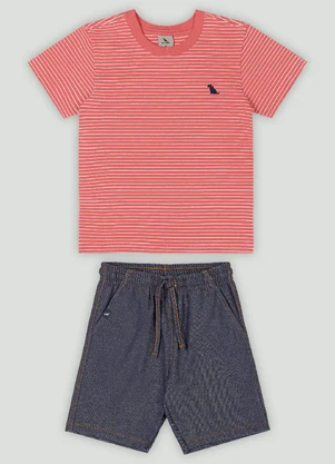 Conjunto Menino Camiseta e Bermuda Quimby Vermelho - QUIMBY