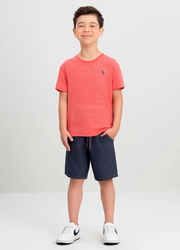 Quimby - Conjunto Menino Camiseta e Bermuda Quimby Vermelho