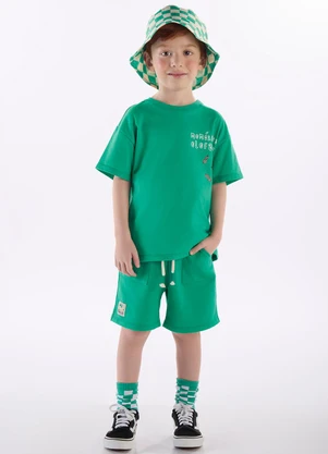 Três e Já - Conjunto Menino Camiseta e Bermuda Verde - TRÊS E JÁ