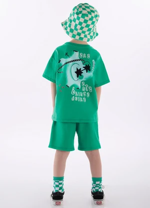 Três e Já - Conjunto Menino Camiseta e Bermuda Verde - TRÊS E JÁ