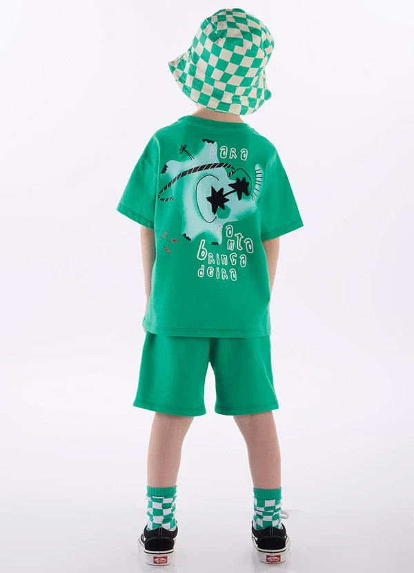 Três e Já - Conjunto Menino Camiseta e Bermuda Verde 2