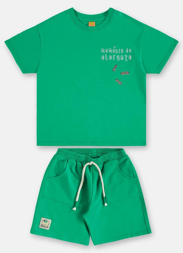 Três e Já - Conjunto Menino Camiseta e Bermuda Verde 3