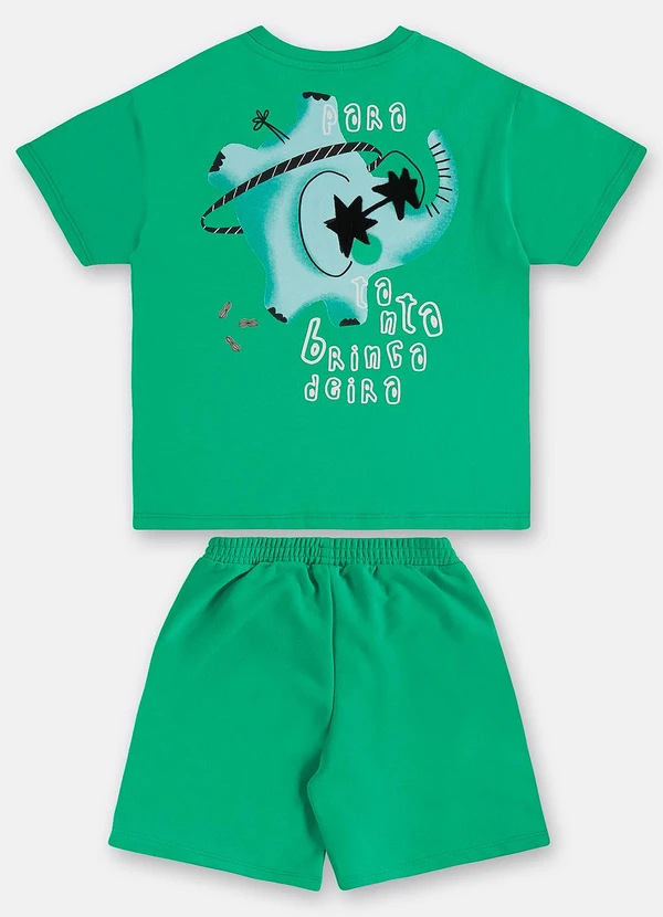 Três e Já - Conjunto Menino Camiseta e Bermuda Verde 4