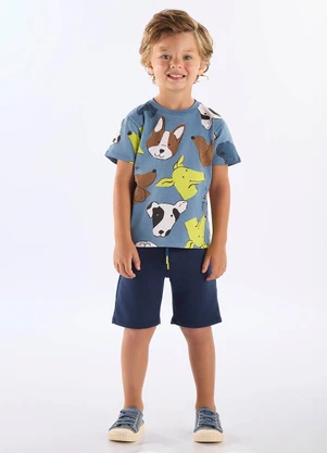 Up Baby - Conjunto Menino Camiseta e Bermuda Azul - UP BABY