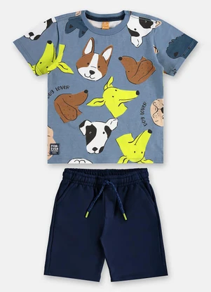 Up Baby - Conjunto Menino Camiseta e Bermuda Azul - UP BABY