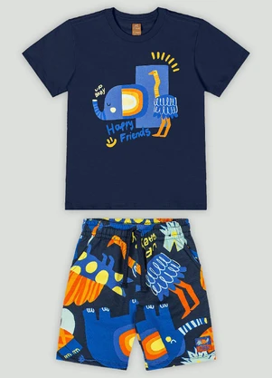 Conjunto Menino Camiseta e Bermuda Up Baby Azul - UP BABY