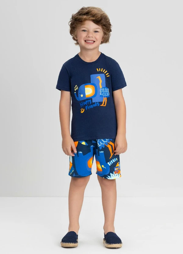 Up Baby - Conjunto Menino Camiseta e Bermuda Up Baby Azul