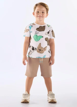 Up Baby - Conjunto Menino Camiseta e Bermuda Branco - UP BABY