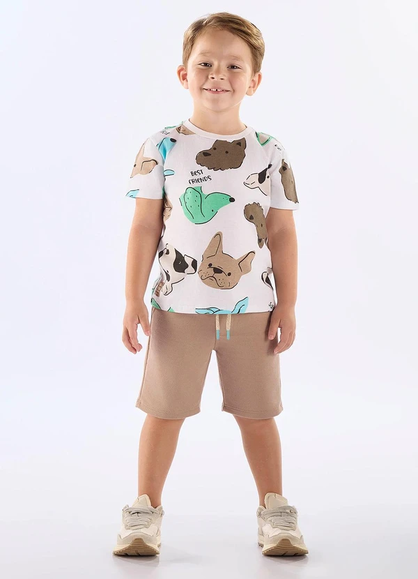 Up Baby - Conjunto Menino Camiseta e Bermuda Branco