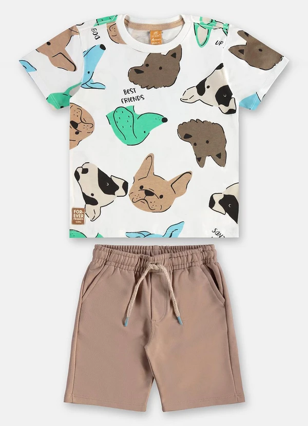 Up Baby - Conjunto Menino Camiseta e Bermuda Branco 2