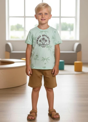 Multimarcas - Conjunto Menino Camiseta e Bermuda Verde - MULTIMARCAS