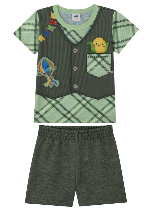 Marlan - Conjunto Menino Camiseta e Bermuda Verde
