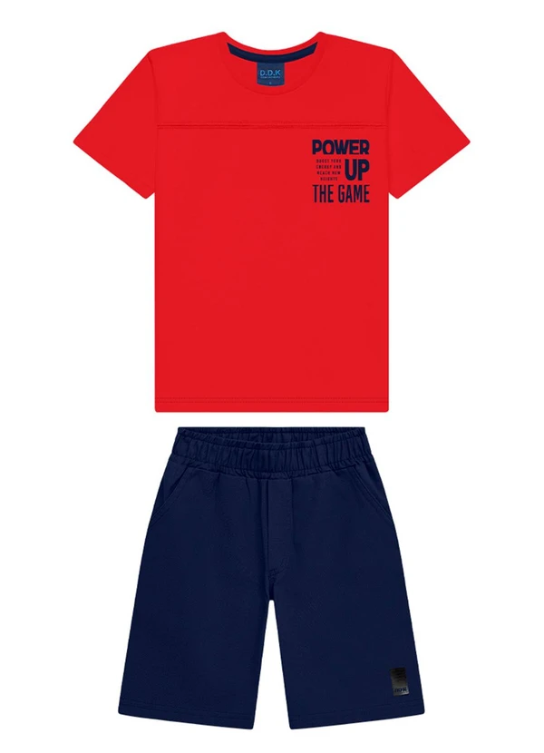 Ddk - Conjunto Menino Camiseta e Bermuda Vermelha