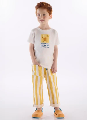 Três e Já - Conjunto Menino Camiseta e Calça Branco - TRÊS E JÁ