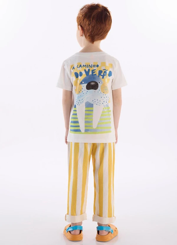 Três e Já - Conjunto Menino Camiseta e Calça Branco 2