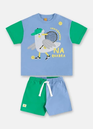 Três e Já - Conjunto Menino Camiseta e Short Azul - TRÊS E JÁ