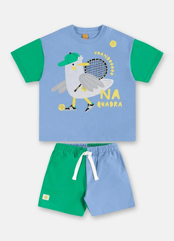 Três e Já - Conjunto Menino Camiseta e Short Três e Já Azul 2