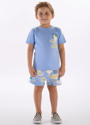 Três e Já - Conjunto Menino Camiseta e Short Azul - TRÊS E JÁ