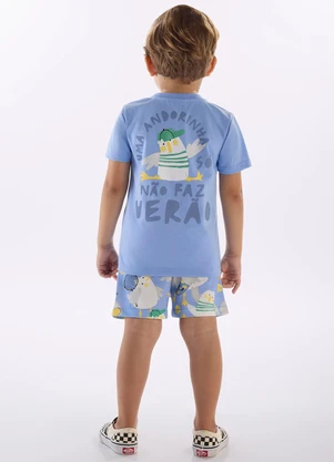 Três e Já - Conjunto Menino Camiseta e Short Azul - TRÊS E JÁ