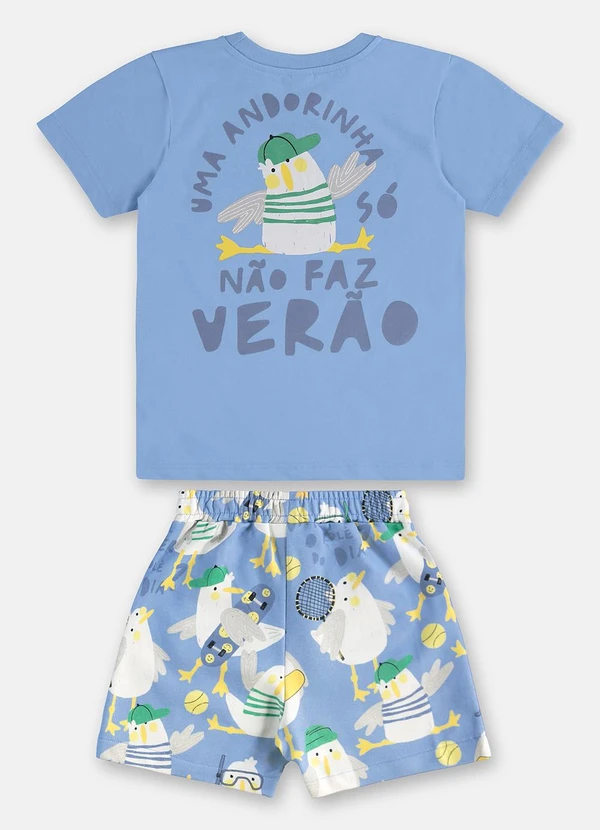 Três e Já - Conjunto Menino Camiseta e Short Azul 4