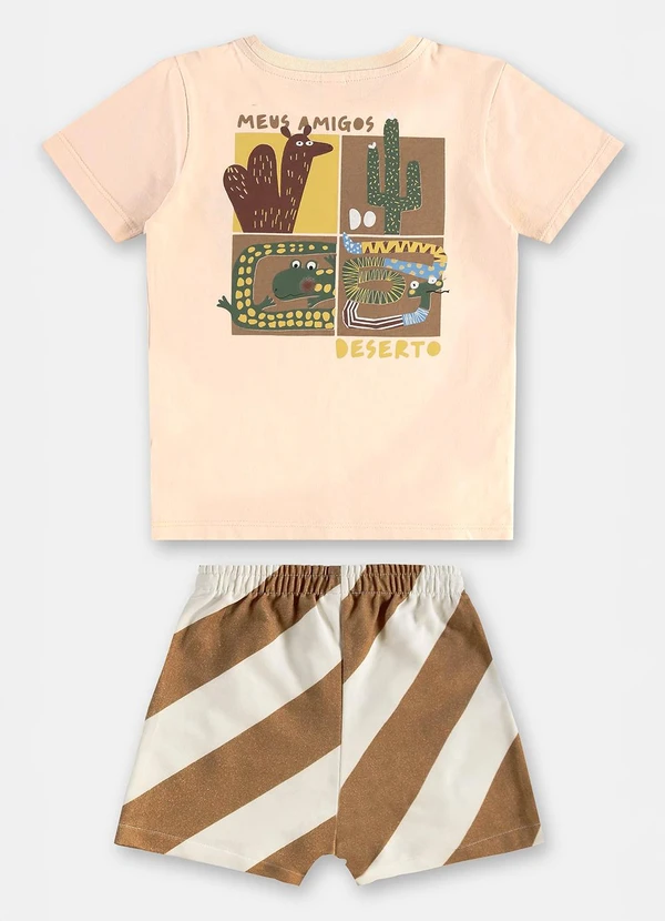 Três e Já - Conjunto Menino Camiseta e Short Bege 4
