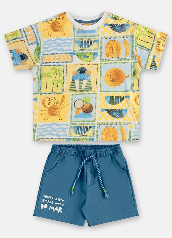 Três e Já - Conjunto Menino Camiseta e Short Três e Já Branco 2