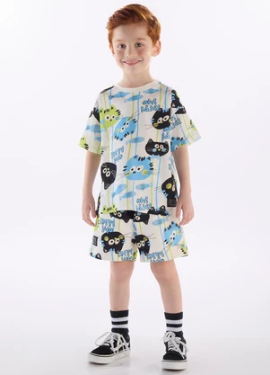 Três e Já - Conjunto Menino Camiseta e Short Branco - TRÊS E JÁ