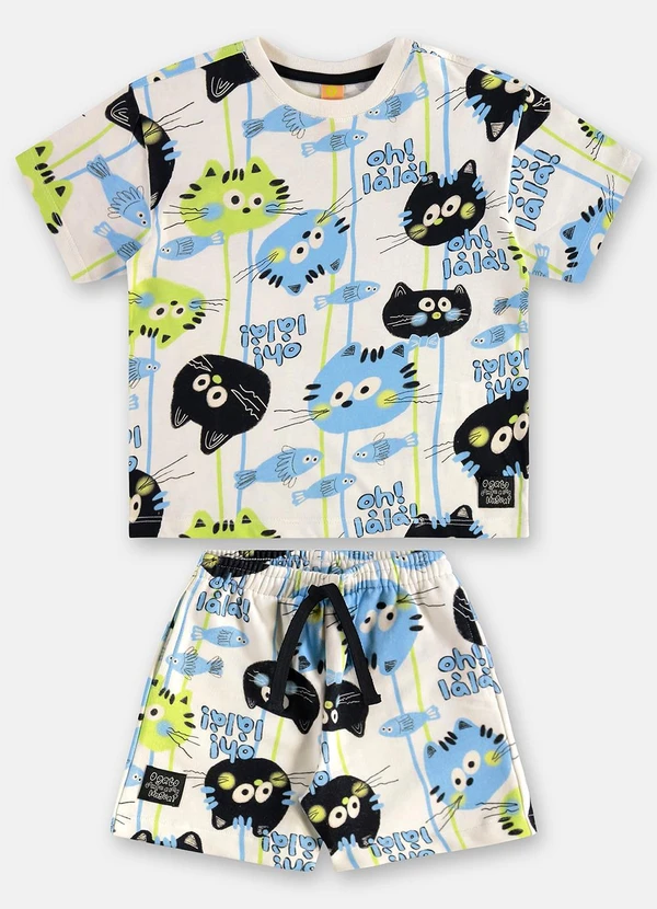 Três e Já - Conjunto Menino Camiseta e Short Branco 2