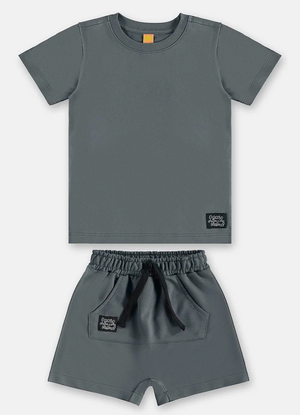 Três e Já - Conjunto Menino Camiseta e Short Cinza 3