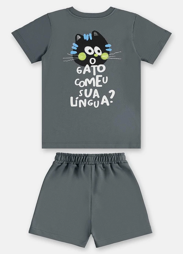 Três e Já - Conjunto Menino Camiseta e Short Cinza 4