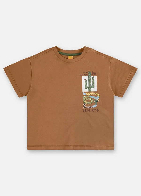 Três e Já - Conjunto Menino Camiseta e Short Marrom 4