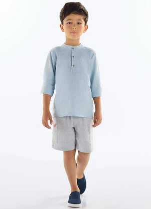 Quimby - Conjunto Menino com Bata e Bermuda Azul - QUIMBY